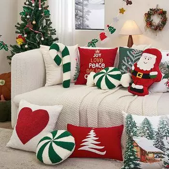 Christmas Decorative Festive Pillow Soft Spiral Candy Shaped Pillow Candy Cane Pillow for Party Decoration