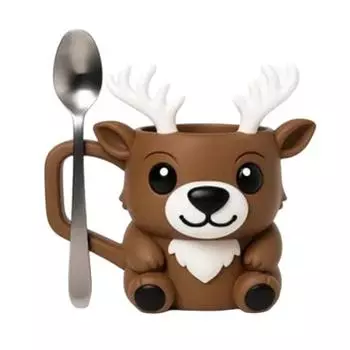 Christmas Deer Ice Cream Pint Holder with Spoon Cute Animal Cooler Sleeve Leak Proof Popsicle Cozy Beer Can Holder Deer Lover Gifts A