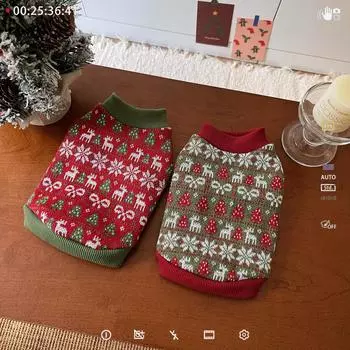 Christmas Dog Sweaters Knitted Pullover Cat Dog Sweater Pet Turtleneck Teddy Bear Small Dog Clothing Puppy Clothes XXS