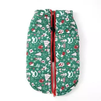 Christmas Dog Vest Winter Pet Dog Clothes For Small Large Dogs Warm Puppy Jacket Coat French Bulldog Chihuahua Costume Outfit S зелёный