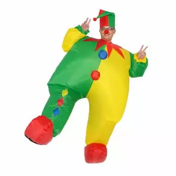 Christmas Doll Clown Red Nose Cute Funny Costume Inflatable Christmas Party Kigurumi Air Filled Disguise Costume Set Hat Included Battery Operated красный