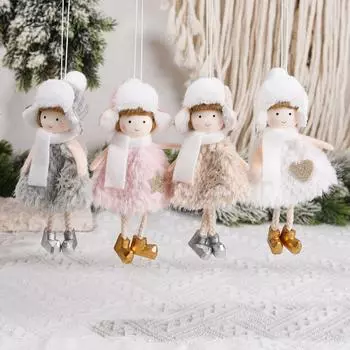 Рождественская кукла Несколько причесок Зеленый Ангел девочка ткань Рождественские украшения елочные украшения подвески 14.5*7cm