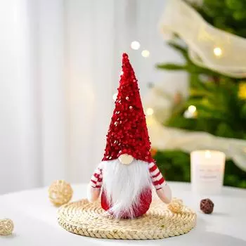 Christmas doll ornament sequined red pygmy old man snowman elk doll Christmas home decoration