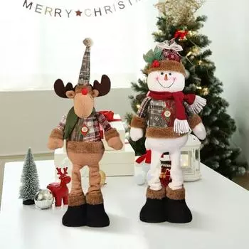 Рождественская кукла, выдвижная, стоящая, снеговик, Санта, олени, украшения ручной работы, праздничный домашний декор для A