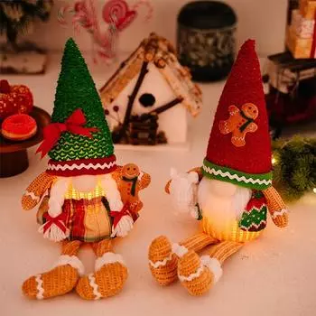 Christmas Doll Scandinavian Santa Elf Dolls with Led Light Swedish Elf Dwarf For Home Table Tray Decor Gingerbread