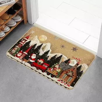 Christmas doormat, washable indoor and outdoor entrance mats, non slip rubber backing absorbent bath mats, kitchen carpets, bath 400MMx600MM