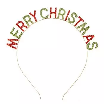 Christmas Dree Up Merry Christmas Headband Female Jewelry Korean Style Hair Hoop Rhinestone Crown белый