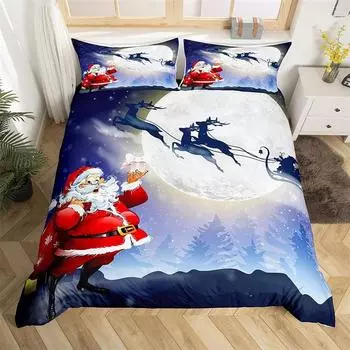 Christmas Duvet Cover Single Queen Santa Claus Bedding Set Microfiber Mermaid Tail Comforter Cover Christmas Gnome Quilt Cover 135x200cm