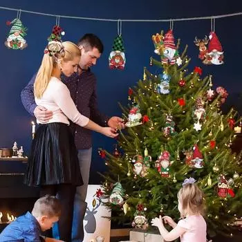 Рождественский карлик, деревянный знак, рождественская елка, безликий гном, подвесные украшения, милый мультфильм, деревянный 12pcs A