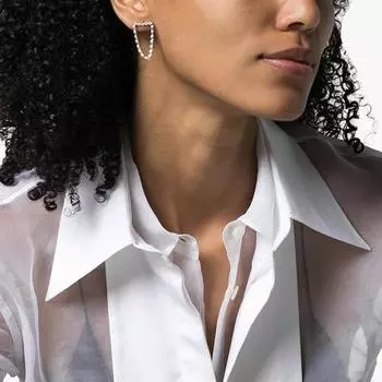 Christmas earrings new women s zircon chain fringed stud earrings ins cold wind s925 silver needle Dongdaemun earrings