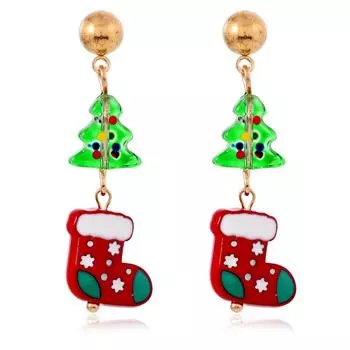 Рождественские серьги, комплект, длинные, модные, Санта-колокольчики, рождественская елка, сплав, украшения для ушей, женщины