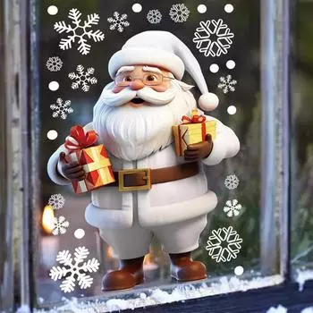 Christmas Electrostatic Window Wall Stickers Santa Claus Snowflake Wall Decals DIY Xmas New Year Party Sticker Home Decoration