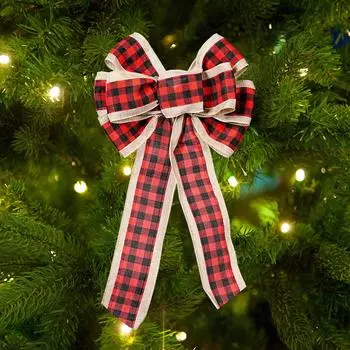 Christmas Elegant Tricolor Bow Made From Fabric For Festive Cheer Holiday RedBlack Bow