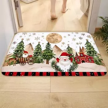 Christmas Element kitchen mat, hand-washable carpet, home decoration door mat Bedroom living room floor mat Christmas decoration 43CMx74CM