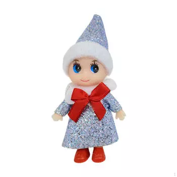 Christmas Elf Doll Figurine Home Decor Keepsake Decorative Art Crafts Desktop Ornament Xmas Silver Clothing