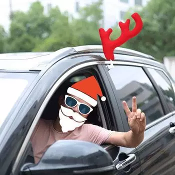 Christmas Elk Antlers Car Decoration Accessories Creative Red Nose Car Windows Windshields Holiday Decoration Gifts красный