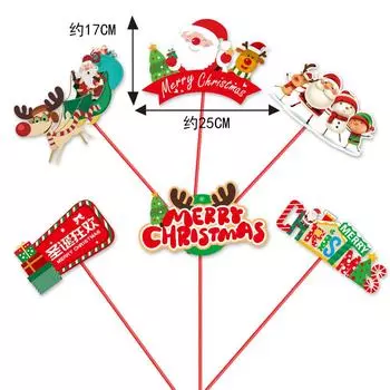 Christmas Enchanting Cartoon Paper Sign Featuring Santa And Reindeer For Cheerful Decor Holiday HYSDSJP01,No Base