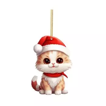 Christmas Eyecatching Cat Acrylic Car Charm Lovely Cartoon Styles For Festive Vibes StyleA