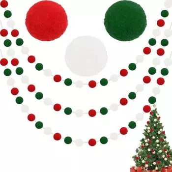 Christmas Felt Ball Garland Hanging Pom Pom Colorful Ornaments for Wall Home Room Wedding Party Xmas Tree Decor 2025 New Year