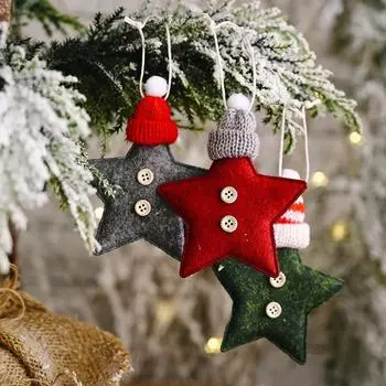 Christmas Felt Star Christmas Tree Decorations Hanging Pendant Christmas Ornament красный
