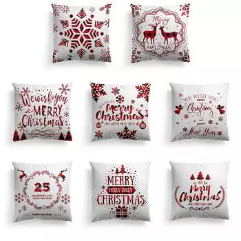 Christmas Flax Soft Pillowcase Sofa Waist Throw Pad Cover Home Decoration разноцветный