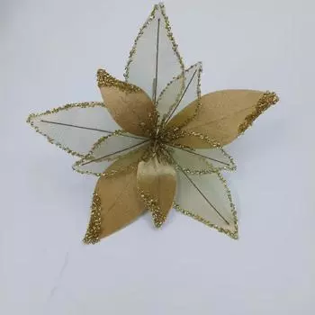 Christmas Flower New White Christmas Flower High-end Flannel Simulation Flower Glitter Pearl Christmas Flower Christmas support