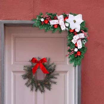 Christmas Front Door Wreath, Durable Garland, for Apartments, Festivals, Cafe, Year, белый