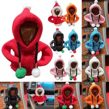 Christmas Gear Shift Knob Hoodie Sweatshirt Change Lever Cover Plush Shift Knob Cover For Auto Gear Lever Car Interior Decor