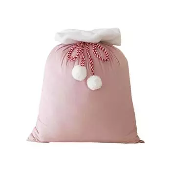 Christmas Gift Bag Candy Gift Drawstring Bag Christmas Velvet Bag One Size розовый
