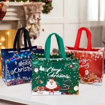 Christmas Gift Bag Snowman Santa Claus non-woven tote bag Candy Gift Packaging Bag 2024 Christmas Party Supplies New Year 2025 31x25x16cm