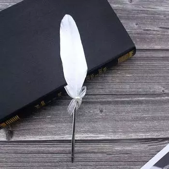 Christmas Gift Black Smooth Ballpoint Pens Writing Tool Signature Feather Pen C