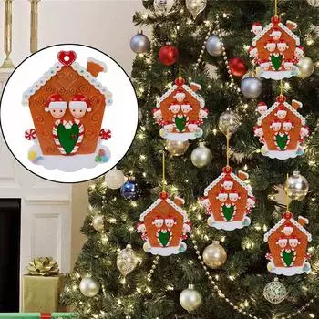 Christmas Gift Personalized Xmas Pendants Family Christmas Hanging Ornament Wooden Biscuit House