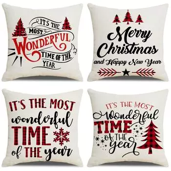 Christmas gift pillowcase, linen pillowcase, printed home pillowcase, car cushion pillowcase without pillow core 45*45cm