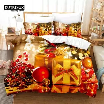 Christmas Gifts Bedding Set, 3Pcs Duvet Cover Set, Soft Comfortable Breathable Duvet Cover, For Bedroom Guest Room Decor EU single(135x200cm)