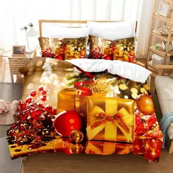 Christmas Gifts Bedding Set Duvet Cover Set 3d Bedding Digital Printing Bed Linen Queen Size Bedding Set Fashion Design EU single(135x200cm)