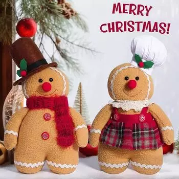 Christmas Gingerbread Doll Plush Toys Pendant Xmas Ornaments for Christmas Tree Decorations Merry Christmas New Year Party as show