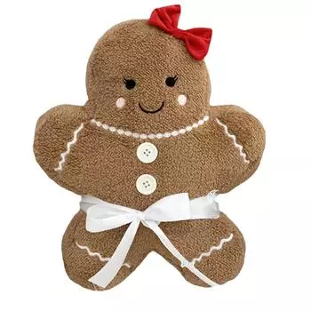 Christmas Gingerbread Man Cute Toy Plush Pillow Xmas Gingerbread Man Stuffed Doll Cushion Home Party Decor Gift for Boys Girls B