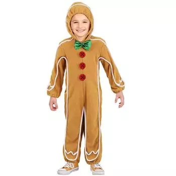 Christmas Gingerbread Man Kids Costume Cosplay Bodysuit Stage Dress Performance S,5-6Y