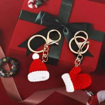Christmas Glove Women Key Buckle Handmade Crochet Pendant Korean Style Key Ring Christmas Key Chain Christmas Glove