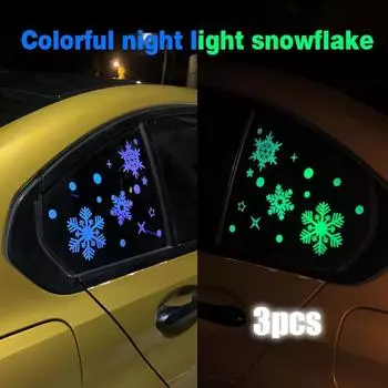 Christmas Glow-in-the-dark Snowflake Car Stickers For Window Display Window Decorations Wall Stickers