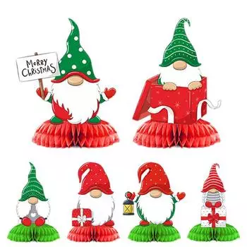 Christmas Gnomes Decorations Vintage Desktop Santa Claus Decor 6X Colorful Holiday Ornaments Paper Gnome Decorations Home