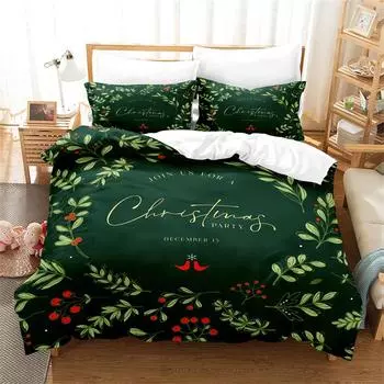 Christmas Green Duvet Cover Fashion Girls Boys Bedding Set Queen Double Bed Set Comforter Set Children Bedding Duvet Cover Set EU single(135x200cm)