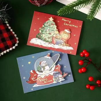 Christmas Greeting Card Three-dimensional Creative Small Card Florist Baking To Send Classmates Gift Small Card Holiday Gift 1PC