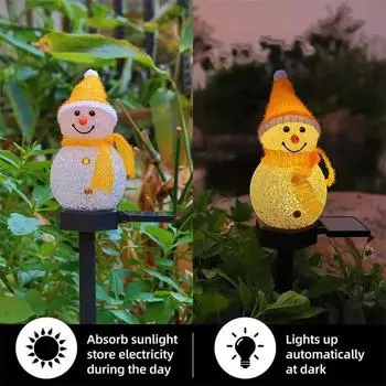 Christmas Ground Plug-in Solar Snowman Light IP65 Waterproof Outdoor Courtyard Santa Claus LED Atmosphere Decoration Light 1pcs жёлтый