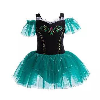 Christmas Halloween Children s Dance Costume Girls Summer Short Sleeved Dance Skirt Gauze Skirt Children s Ballet Dance Clothes Practice 140cm