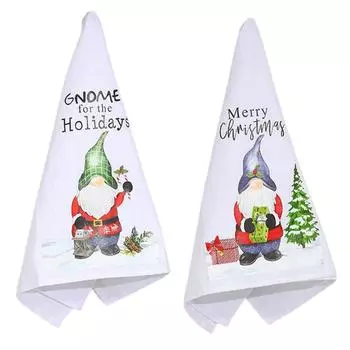 Christmas Hand Towel Cute Hat Gnome Dish Towels Dishwashing Cloth for Home Kitchen Bathroom Wipe Hands Napkin серый