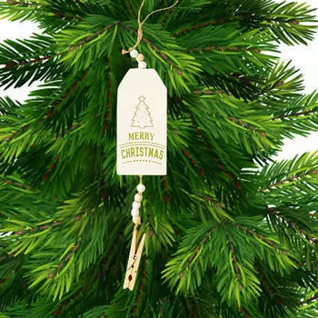 Christmas Hanging Sign Decoration Charms Wooden Tag Xmas Tree Decor for Door Living Room белый