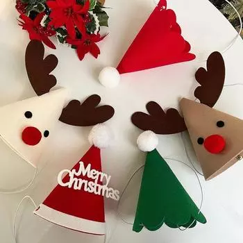 Christmas Hat Elk Tree Children s Christmas Tree Elk For Party Supplies Santa Hat Cartoon Supplies Decorative Hat Party Supplies 12X18CM