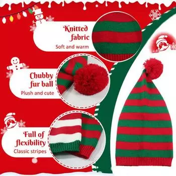 Christmas Hat Santa Claus Santa Hat Adult Red and Green Knitted Crochet Hat Merry Christmas Gift For Pardents Kid Happy New Year