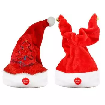 Christmas Hats Decorations 2024 Electric Music Swing Hat With Embroidered Decoration For Christmas New Year Festive Day Gifts